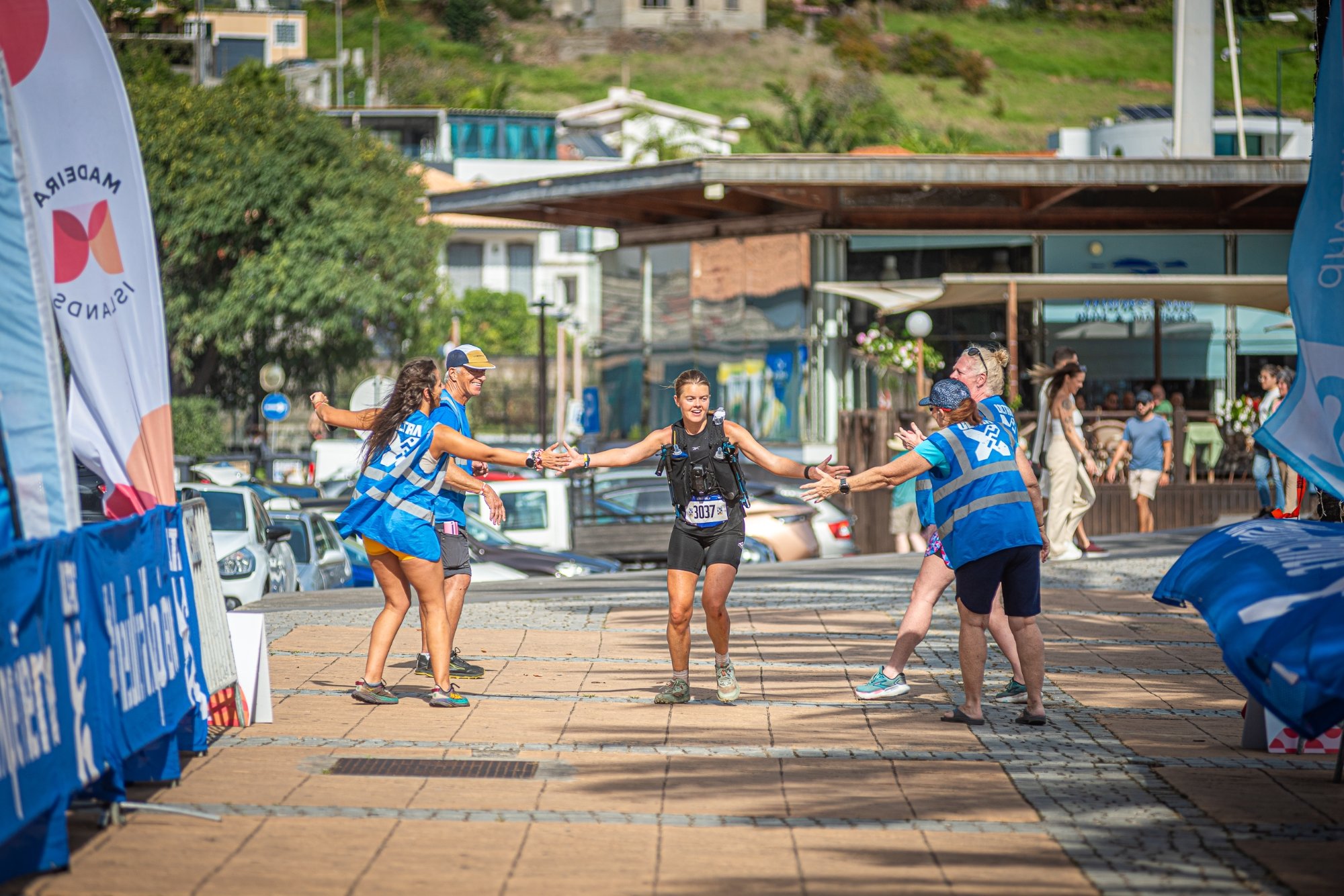 Caroline Claassen at a trail race finish line